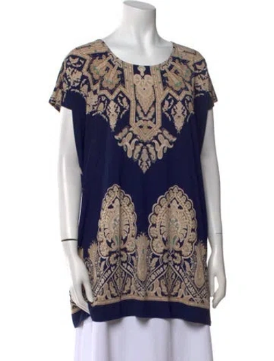 Pre-owned Neiman Marcus Paisley Print Scoop Neck Tunic In Blue