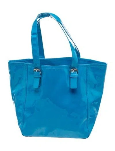 Pre-owned Neiman Marcus Patent Leather Shoulder Bag W/ Tags In Blue
