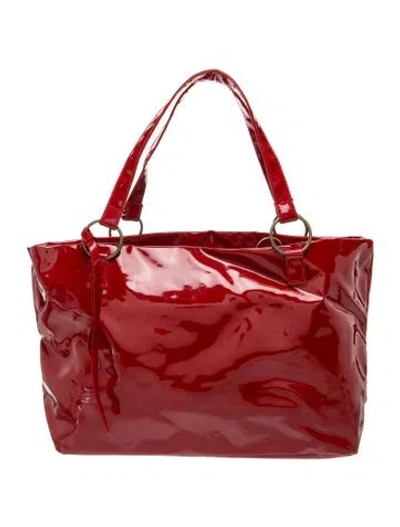Pre-owned Neiman Marcus Patent Leather Tote In Red