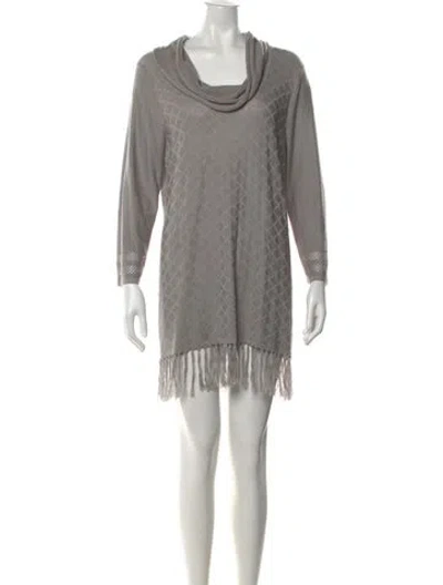 Pre-owned Neiman Marcus Patterned Cowl Neck Sweater In Gray