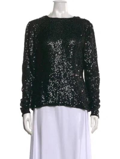 Pre-owned Neiman Marcus Patterned Crew Neck Top In Black