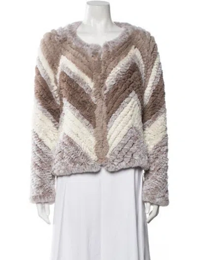 Pre-owned Neiman Marcus Patterned Faux Fur Jacket In Neutrals