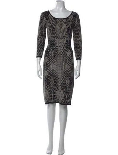 Pre-owned Neiman Marcus Patterned Knee-length Dress W/ Tags In Black
