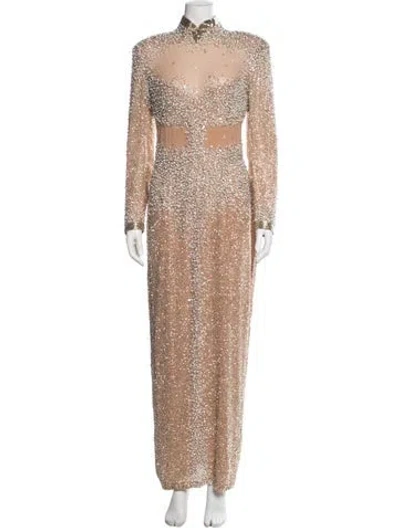 Pre-owned Neiman Marcus Patterned Long Dress In Brown