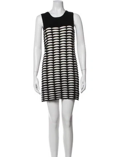 Pre-owned Neiman Marcus Patterned Mini Dress In Black