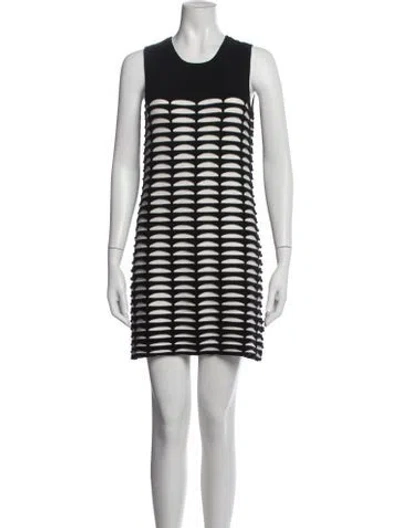 Pre-owned Neiman Marcus Patterned Mini Dress In Black