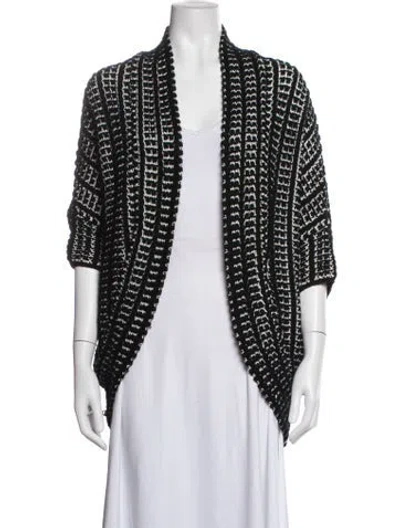 Pre-owned Neiman Marcus Patterned Open Front Sweater In Black