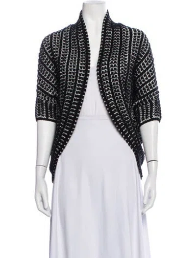 Pre-owned Neiman Marcus Patterned Open Front Sweater In Black