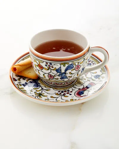 Neiman Marcus Pavoes Cups And Saucers, Set Of 4