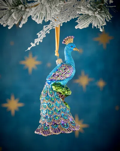 Neiman Marcus Peacock Christmas Ornament In Blue