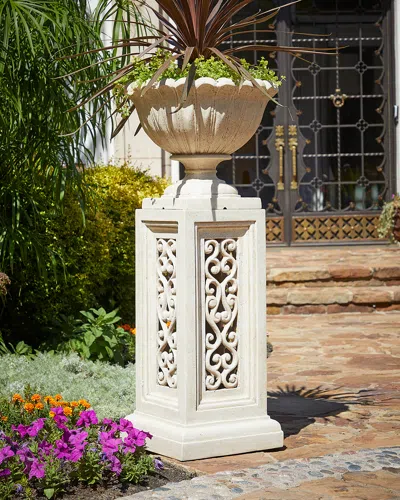 Neiman Marcus Pierced Pedestal In Limestone