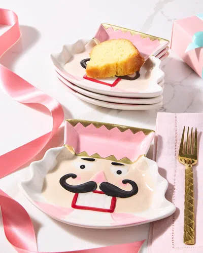 Neiman Marcus Pink Nutcracker Dessert Plates, Set Of 4 In Multi