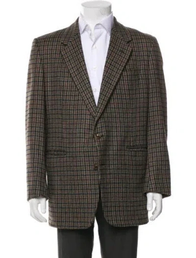 Pre-owned Neiman Marcus Plaid Print Blazer In Neutral