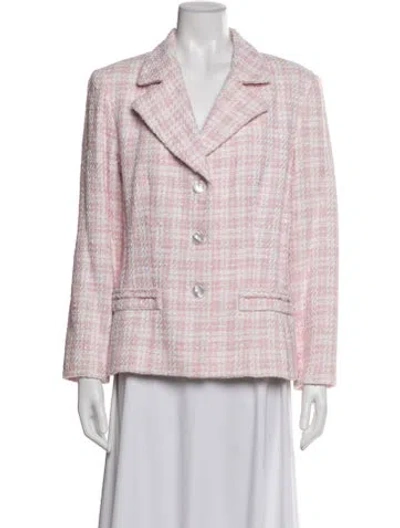 Pre-owned Neiman Marcus Plaid Print Blazer In Pink