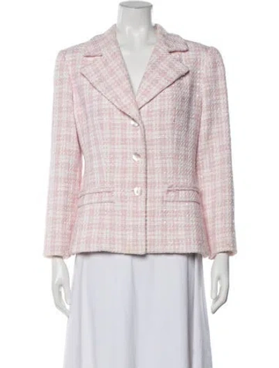Pre-owned Neiman Marcus Plaid Print Blazer In Pink