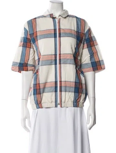 Pre-owned Neiman Marcus Plaid Print Jacket In Blue