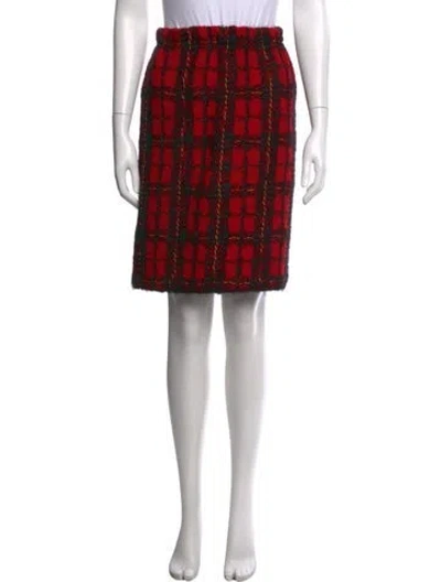 Pre-owned Neiman Marcus Plaid Print Mini Skirt In Red