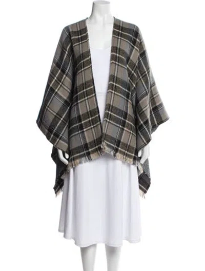 Pre-owned Neiman Marcus Plaid Print Open Front Sweater In Blue