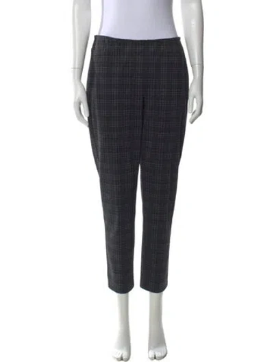 Pre-owned Neiman Marcus Plaid Print Skinny Leg Pants In Black