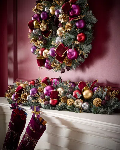 Neiman Marcus Plum Christmas 46" Mantel Garland In Multi