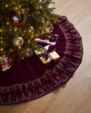 Neiman Marcus Plum Christmas Beaded Velvet Tree Skirt In Burgundy