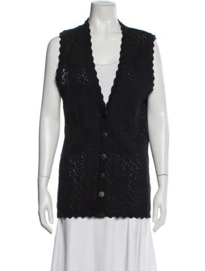 Pre-owned Neiman Marcus Plunge Neckline Sweater In Blue