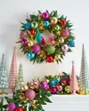 Neiman Marcus Pre-lit Bright Holiday Wreath, 28" In Multi