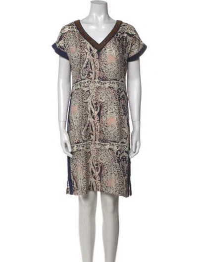 Pre-owned Neiman Marcus Printed Knee-length Dress In Blue