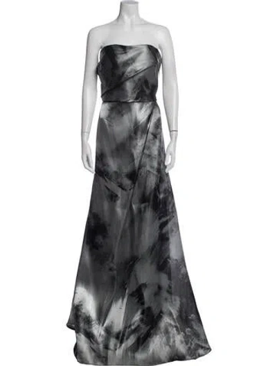 Pre-owned Neiman Marcus Printed Long Dress W/ Tags In Gray