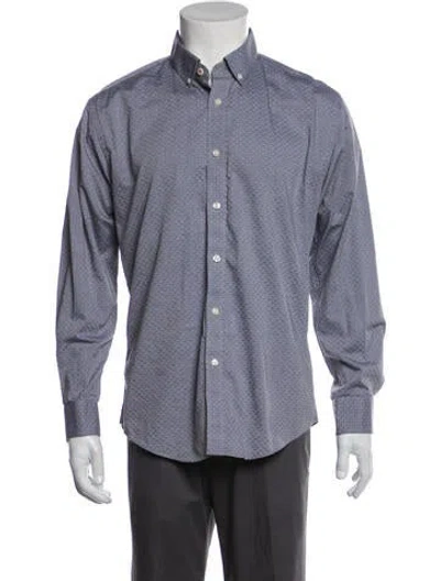 Pre-owned Neiman Marcus Printed Long Sleeve Shirt In Gray