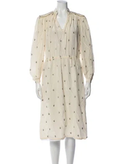 Pre-owned Neiman Marcus Printed Midi Length Dress In Neutral