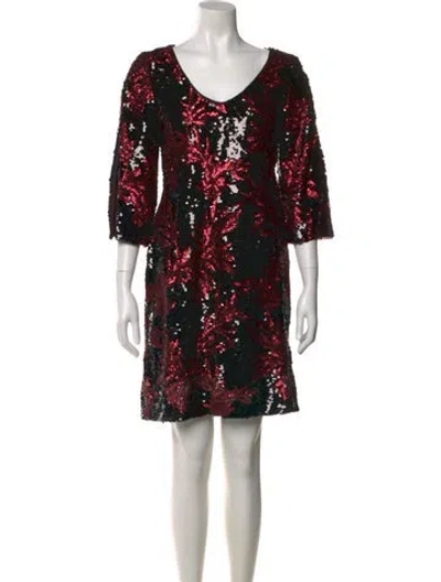 Pre-owned Neiman Marcus Printed Mini Dress In Black