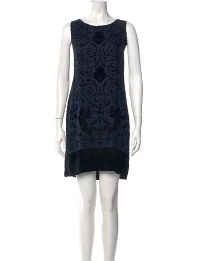 Pre-owned Neiman Marcus Printed Mini Dress In Blue