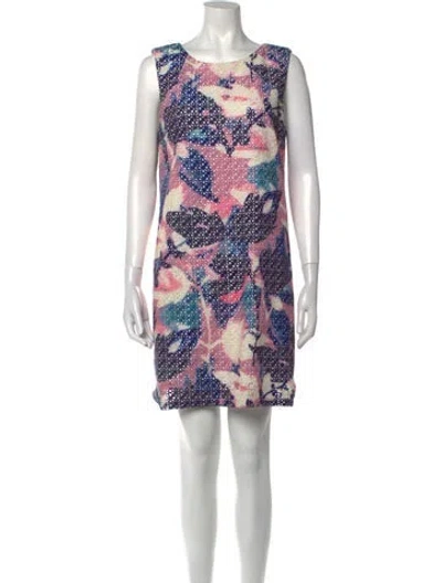 Pre-owned Neiman Marcus Printed Mini Dress In Blue