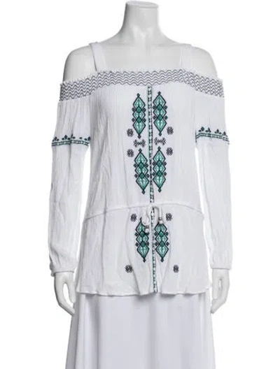 Pre-owned Neiman Marcus Printed Off-the-shoulder Blouse In Multi