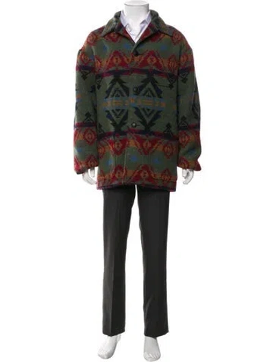 Pre-owned Neiman Marcus Printed Parka In Green