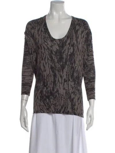 Pre-owned Neiman Marcus Printed Scoop Neck Sweater In Black