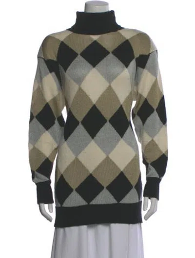 Pre-owned Neiman Marcus Printed Turtleneck Sweater In Multi