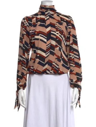 Pre-owned Neiman Marcus Printed Turtleneck Top In Pink