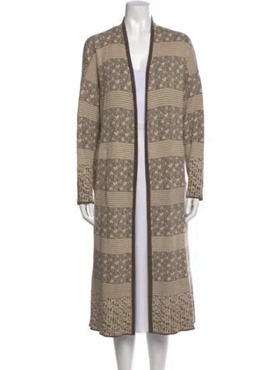 Pre-owned Neiman Marcus Printed V-neck Sweater In Neutral