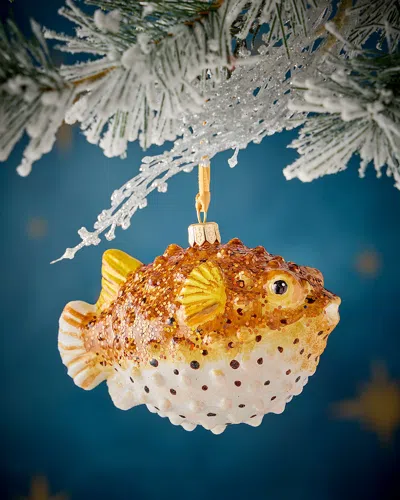 Neiman Marcus Pufferfish Christmas Ornament In Gold