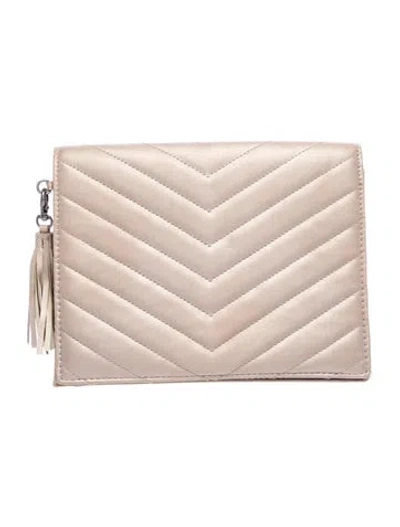 Pre-owned Neiman Marcus Quilted Clutch In Silver