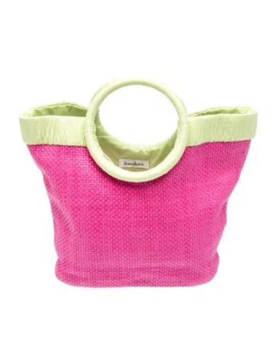 Pre-owned Neiman Marcus Raffia Top Handle Bag In Pink