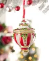 Neiman Marcus Red And Silver Stripe Christmas Ornament