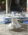 Neiman Marcus Round Outdoor Pedestal Dining Table, Glossy White In Silver