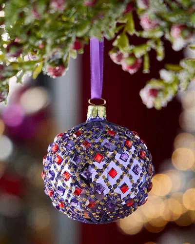 Neiman Marcus Royal Plum Gleam Ball Ornament In Purple