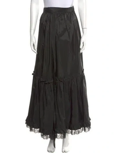 Pre-owned Neiman Marcus Ruffle Embellishment Long Skirt In Black