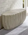 Neiman Marcus Ruffle Outdoor Bench In Limestone