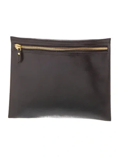 Pre-owned Neiman Marcus Saffiano Leather Portfolio In Black
