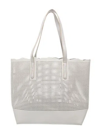 Pre-owned Neiman Marcus Saffiano Leather Tote In White